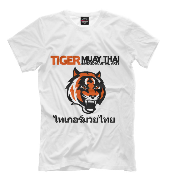 Мужская футболка с изображением Tiger muay thai цвета Белый