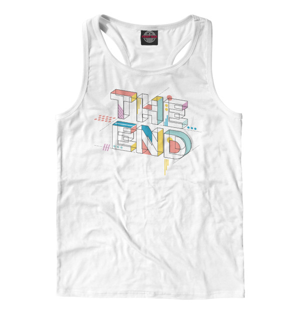 Мужская майка-борцовка с изображением The End в стиле патента цвета Белый