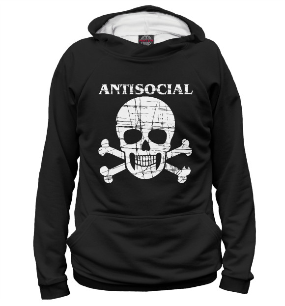 Мужское худи с изображением Antisocial цвета Белый