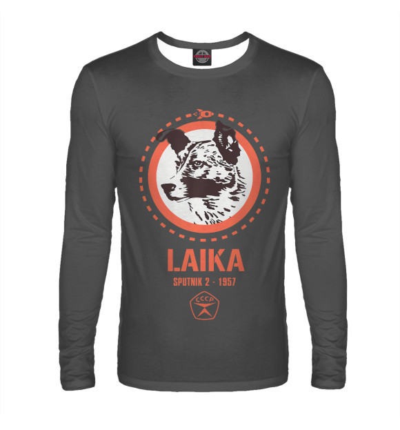 Мужской лонгслив с изображением Laika Dog Sputnik Space цвета Белый