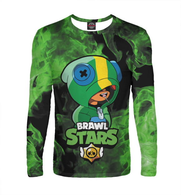 Мужской лонгслив с изображением Brawl Stars LEON цвета Белый