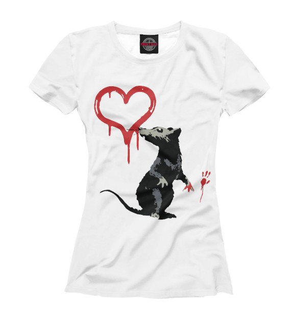 Женская футболка с изображением Banksy Бэнкси крыса цвета Белый
