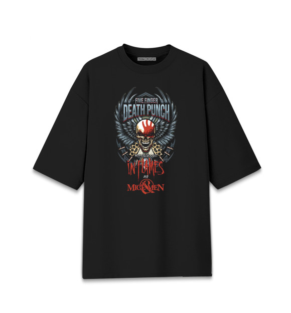 Женская футболка оверсайз с изображением Five Finger Death Punch цвета Черный
