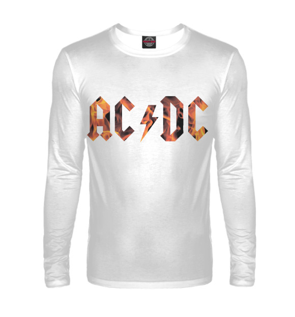 Мужской лонгслив с изображением AC/DC цвета Белый