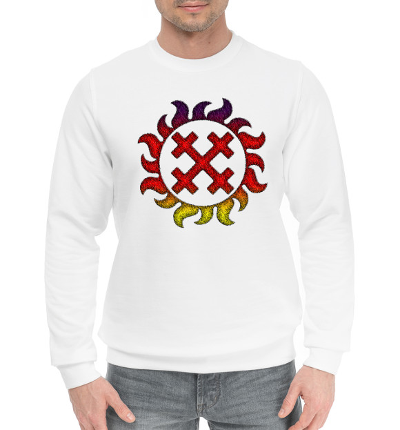 Мужской хлопковый свитшот с изображением Символ Богини Мары цвета Белый