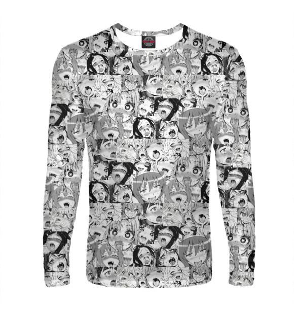 Мужской лонгслив с изображением Ahegao (Ахегао) цвета Белый