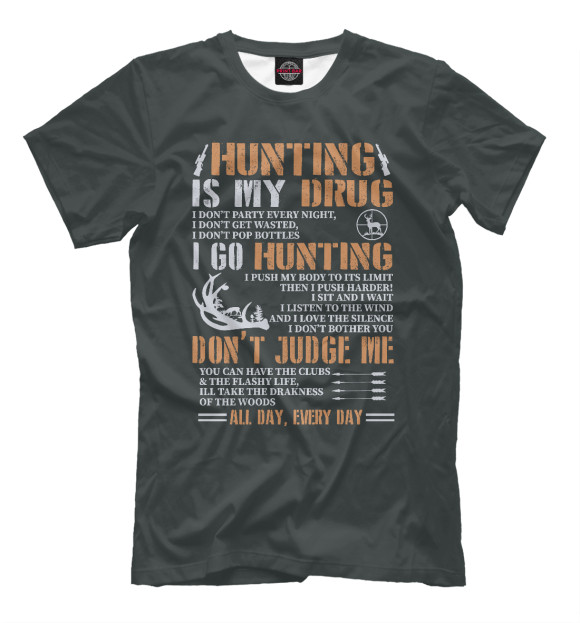 Мужская футболка с изображением Охотник цвета Белый