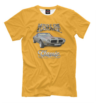 Мужская футболка Серый Muscle car на жёлтом фоне