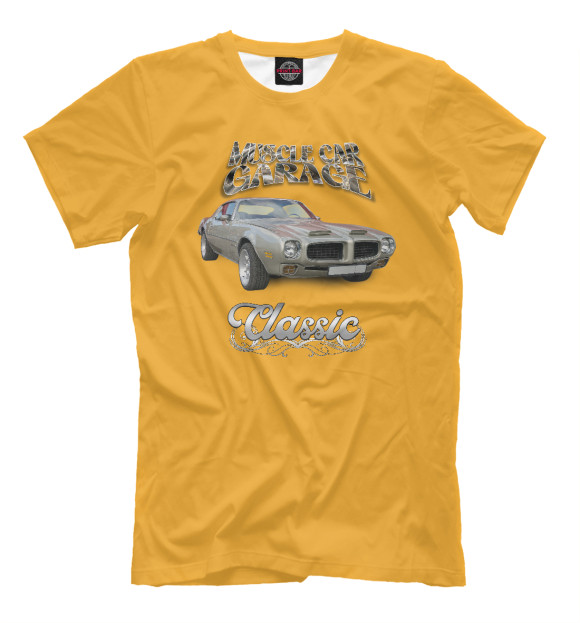 Футболка для мальчиков с изображением Серый Muscle car на жёлтом фоне цвета Белый