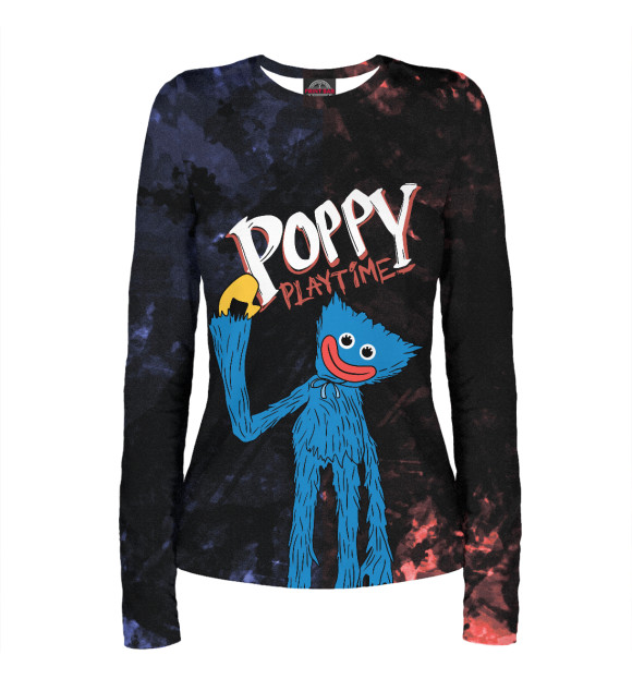 Женский лонгслив с изображением Poppy Playtime Хагги Вагги цвета Белый