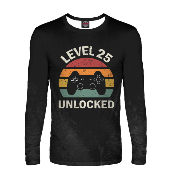 Мужской лонгслив с изображением Level 25 unlocked цвета Белый