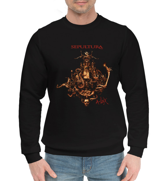 Мужской хлопковый свитшот с изображением Sepultura цвета Черный