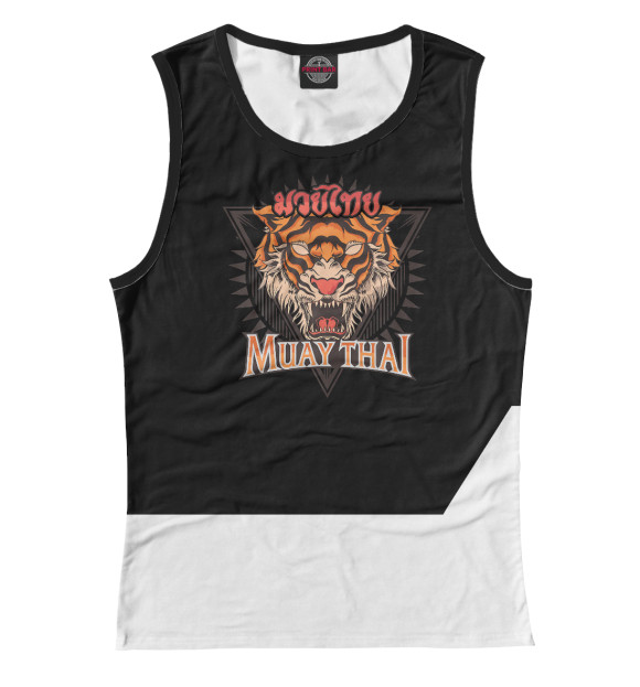 Женская майка с изображением Tigar Muay Thai цвета Белый