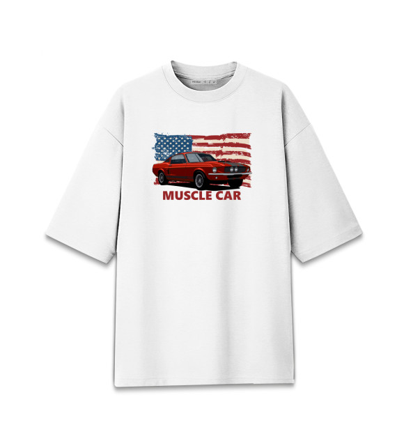 Женская футболка оверсайз с изображением Muscle car цвета Белый