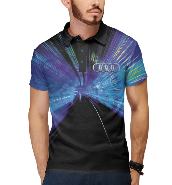 Мужское поло с изображением Audi цвета Белый