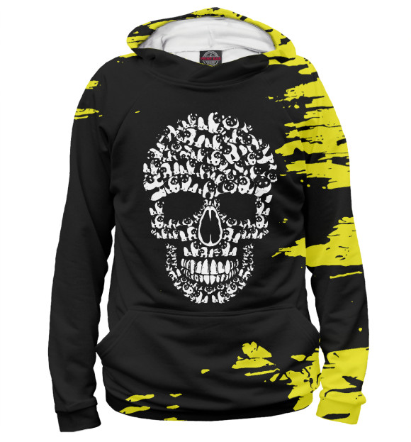 Женское худи с изображением Halloween Panda Bear Skull цвета Белый