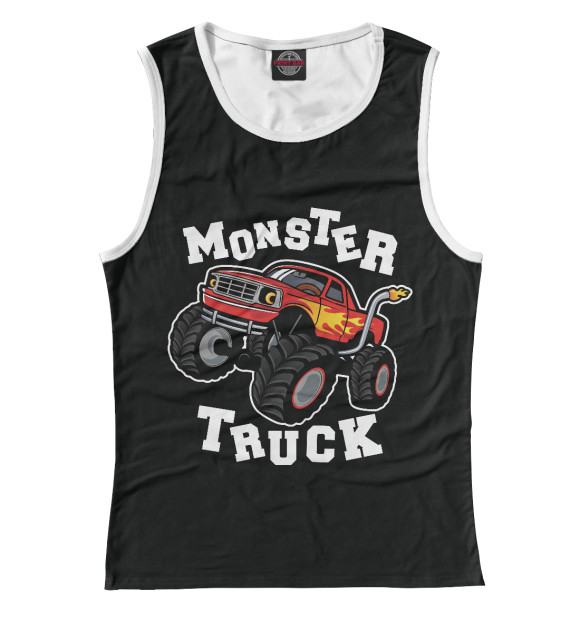 Женская майка с изображением Monster truck цвета Белый