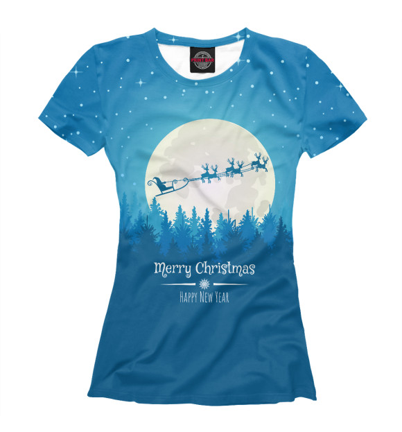 Женская футболка с изображением Merry Christmas цвета Белый