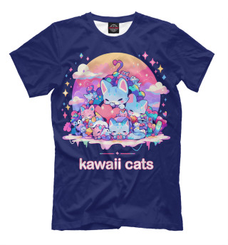 Мужская футболка Кавайные японские коты