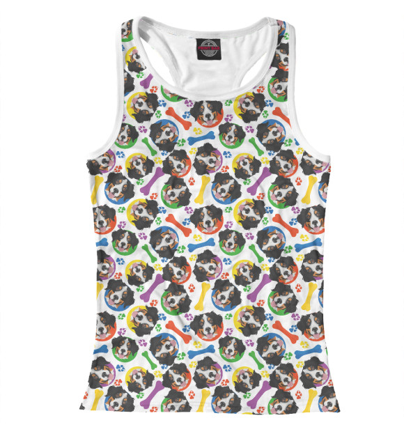 Женская майка-борцовка с изображением Бернский Зенненхунд цвета Белый