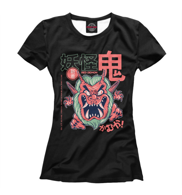Футболка для девочек с изображением Oni Demon Yokai цвета Белый