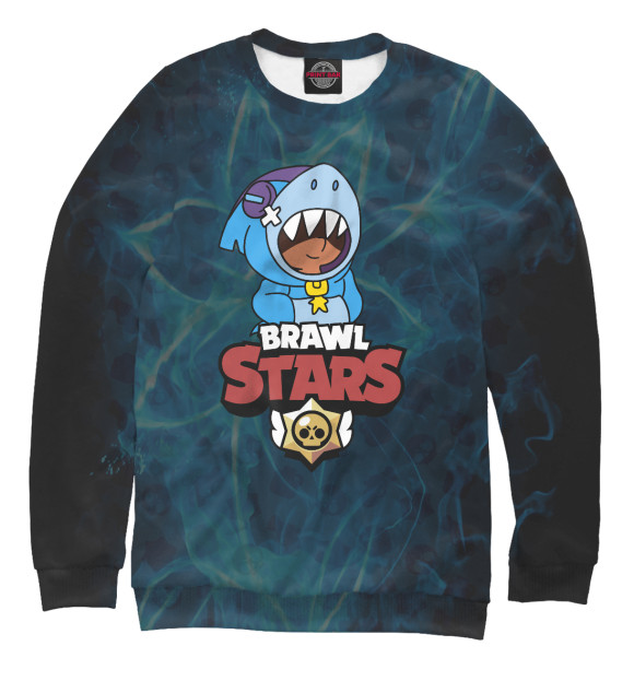 Свитшот для девочек с изображением Brawl Stars: Leon Shark цвета Белый
