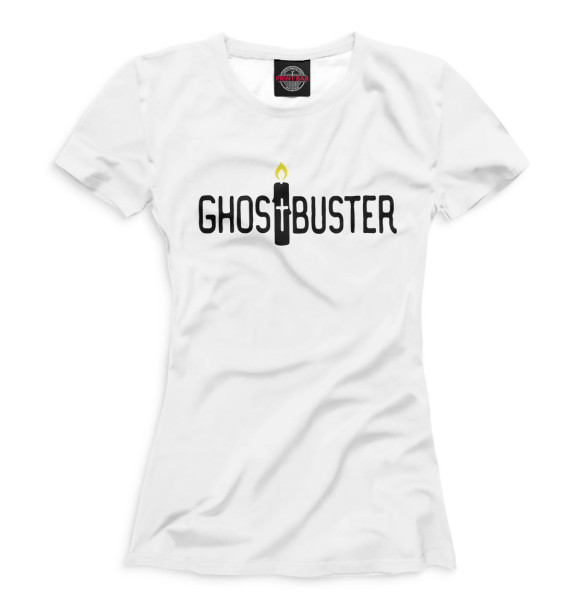 Женская футболка с изображением Ghost Buster white цвета Белый