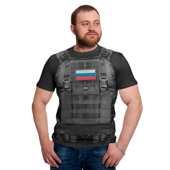 Мужская футболка с изображением Бронежилет- армия России цвета Белый