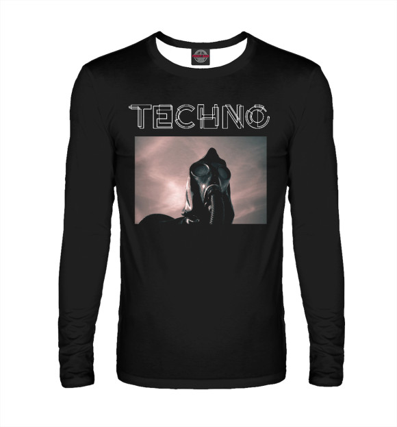 Мужской лонгслив с изображением TECHNO BUUZ цвета Белый