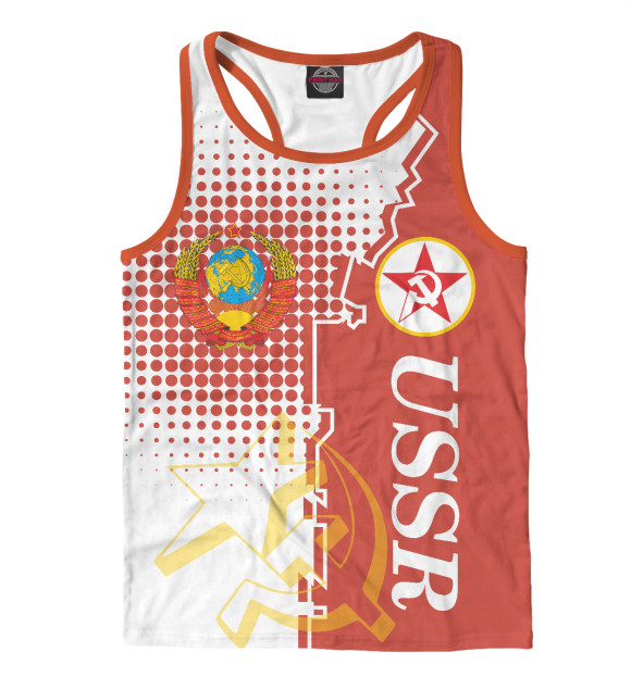 Мужская майка-борцовка с изображением СССР цвета Белый