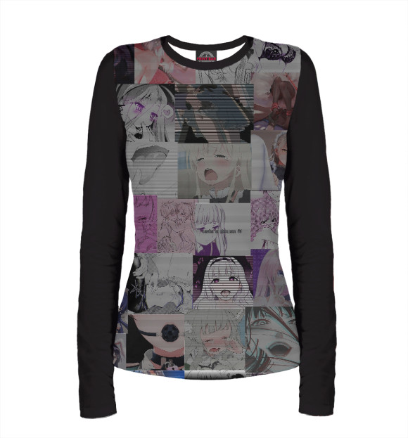 Женский лонгслив с изображением Аниме в полосочку цвета Белый