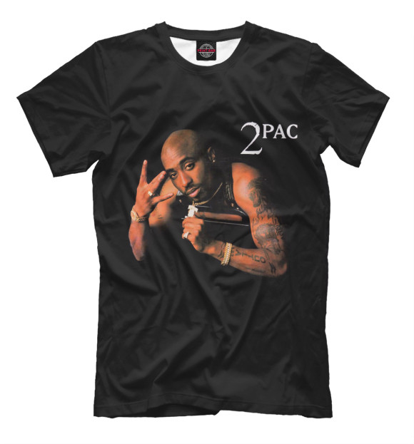 Мужская футболка с изображением Тупак Шакур цвета Черный