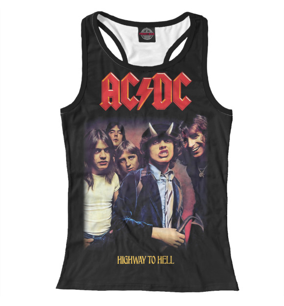 Женская майка-борцовка с изображением AC/DC цвета Белый