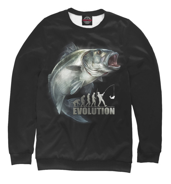 Свитшот для мальчиков с изображением Эволюция рыбака цвета Белый