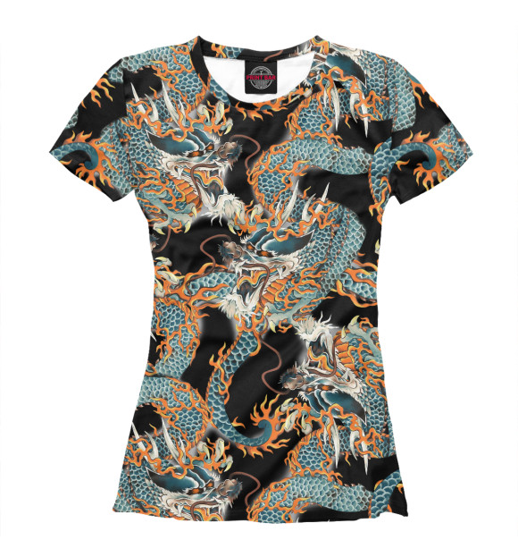 Женская футболка с изображением Драконы цвета Белый