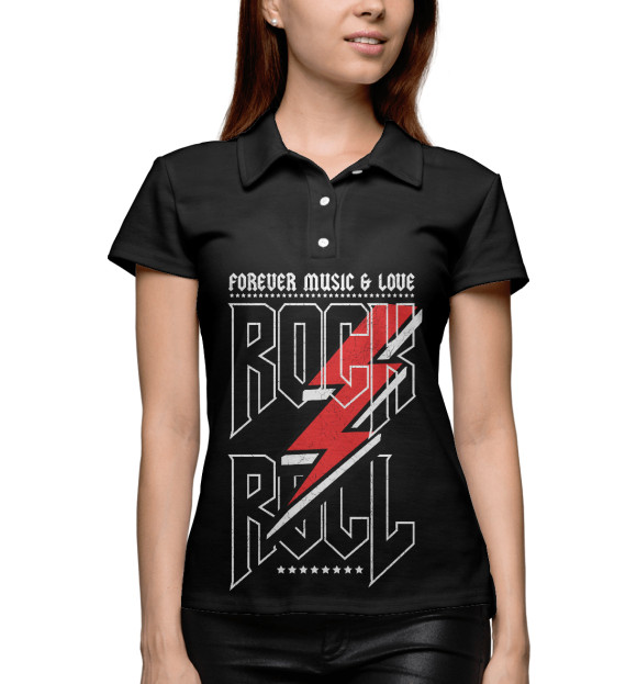 Женское поло с изображением Rock цвета Белый