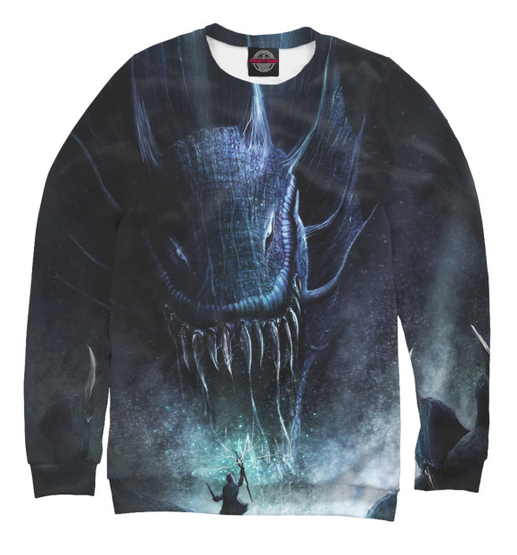 Свитшот для девочек с изображением Дракон цвета Белый