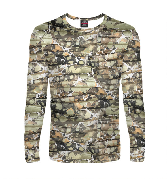 Мужской лонгслив с изображением Камуфляж для рыбака цвета Белый