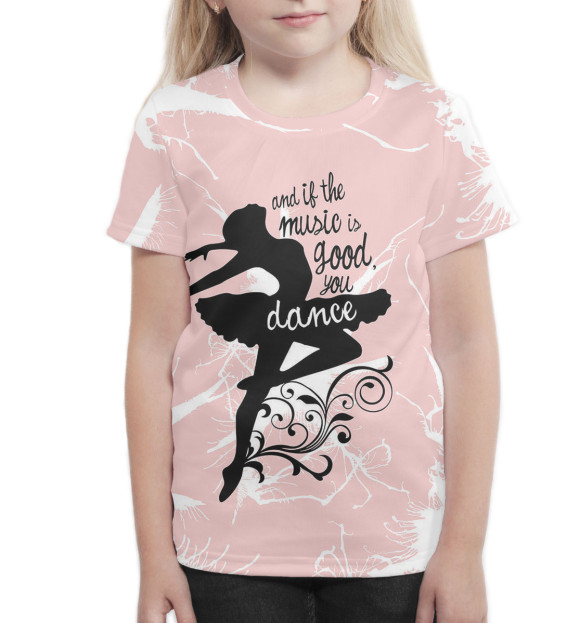 Футболка для девочек с изображением Танцы цвета Белый