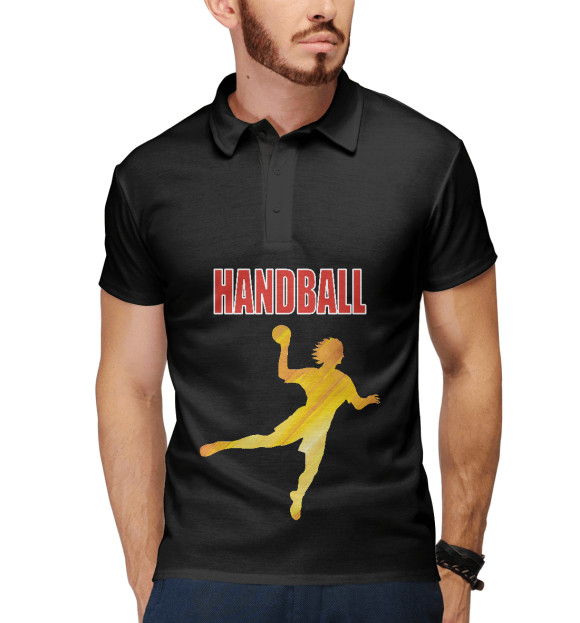 Мужское поло с изображением Гандбол цвета Белый