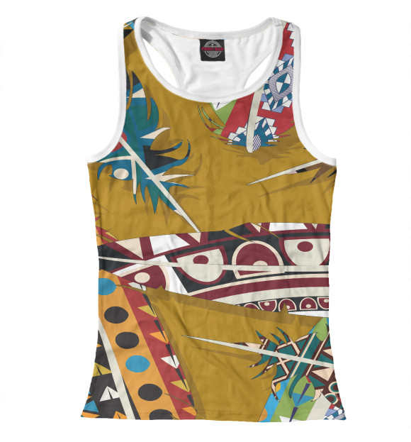 Женская майка-борцовка с изображением Африканский стиль цвета Белый