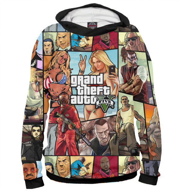 Мужское худи с изображением Grand Theft Auto цвета Белый