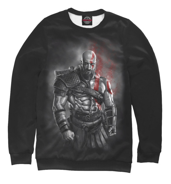 Мужской свитшот с изображением Kratos цвета Белый