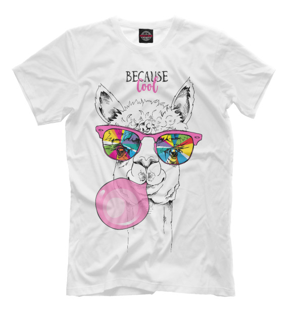 Мужская футболка с изображением Because cool цвета Белый