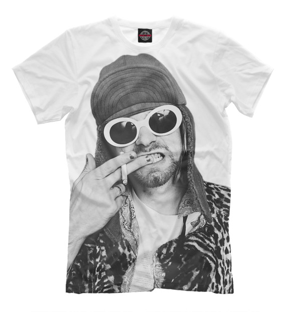 Мужская футболка с изображением Курт Кобейн цвета Молочно-белый