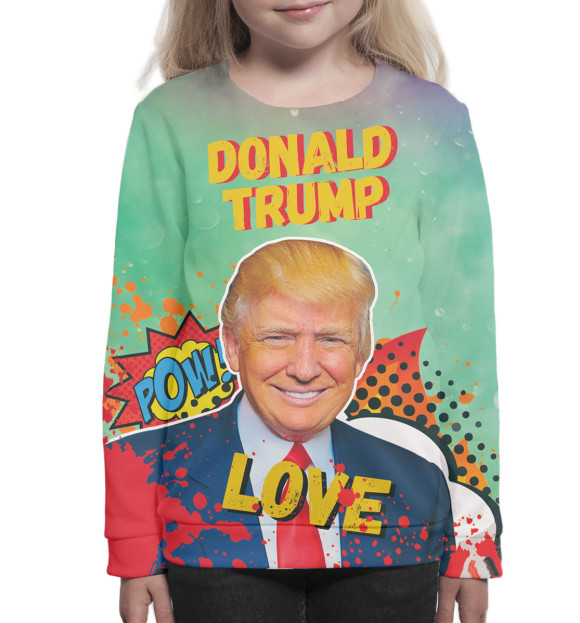 Свитшот для девочек с изображением Дональд Трамп цвета Белый