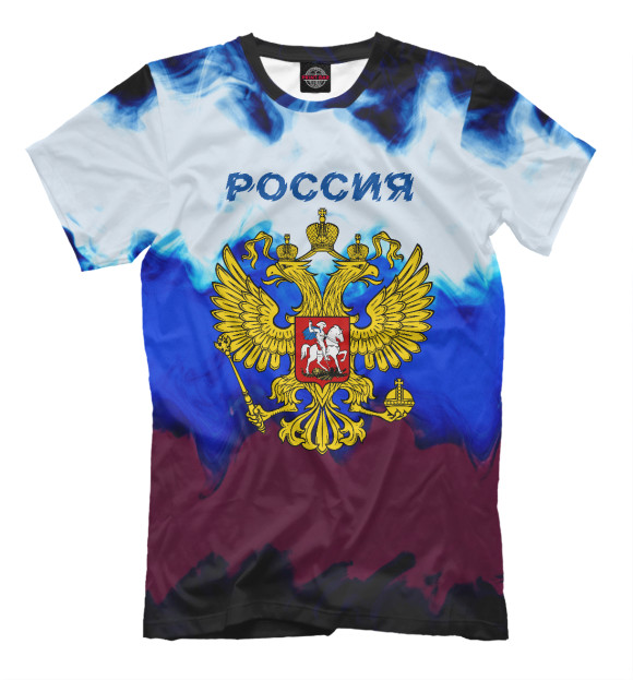 Футболка для мальчиков с изображением Россия цвета Молочно-белый
