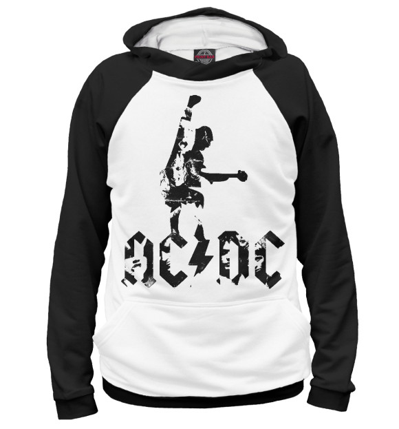 Мужское худи с изображением AC/DC цвета Белый