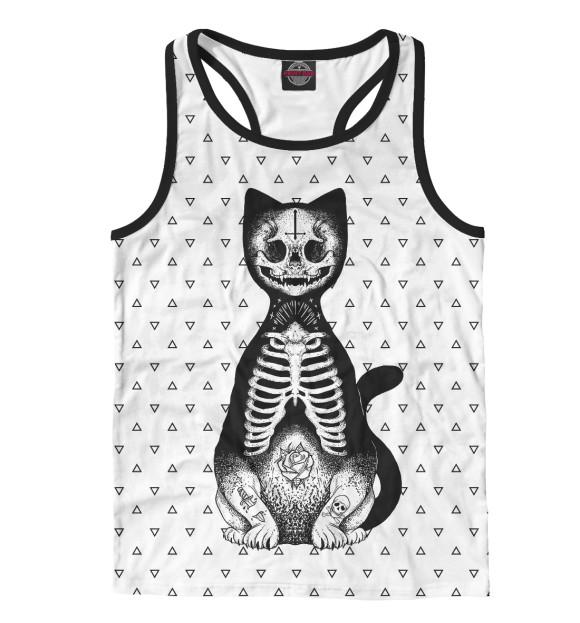 Мужская майка-борцовка с притом Готический кот цвета Белый Мужская майка-борцовка с изображением Готический кот цвета Белый