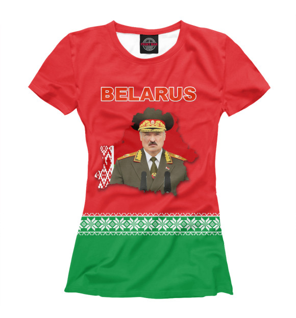 Футболка для девочек с изображением Президент Лукашенко цвета Белый